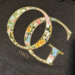 Ladies Obey Floral Hoody Size Medium